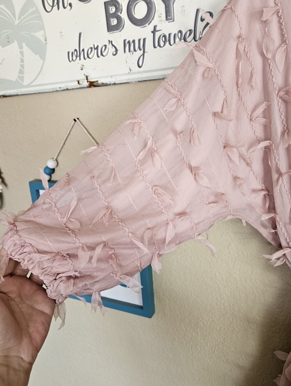 Eyelash Textured Chiffon Mini Dress Dusty Rose Whimsical Fairy Twee NEW - Picture 7 of 10
